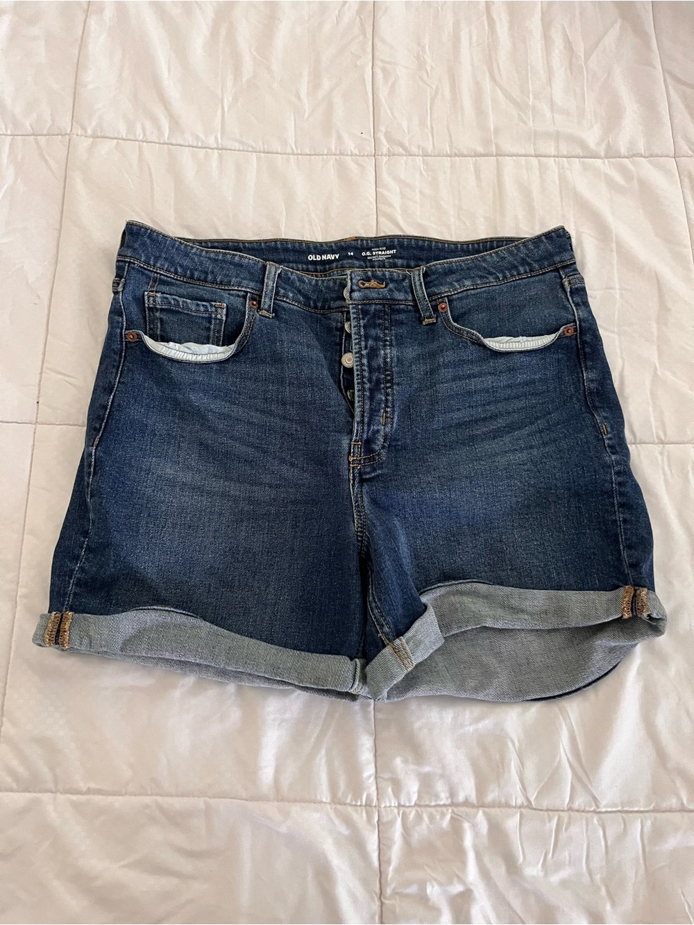 Old Navy Women's Dark Wash High-Waist Denim Roll Cuff Shorts